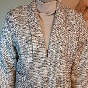 NWOT Jennifer Lopez Black White & Silver Cropped Suit Jacket Size Large